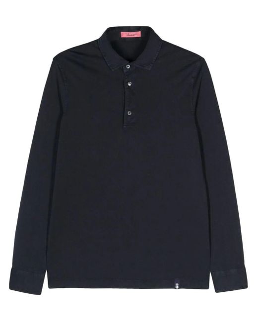 Drumohr Blue Long Sleeve Polo Shirt for men