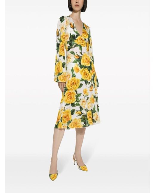 `Flowering` Midi Dress di Dolce & Gabbana in Metallic