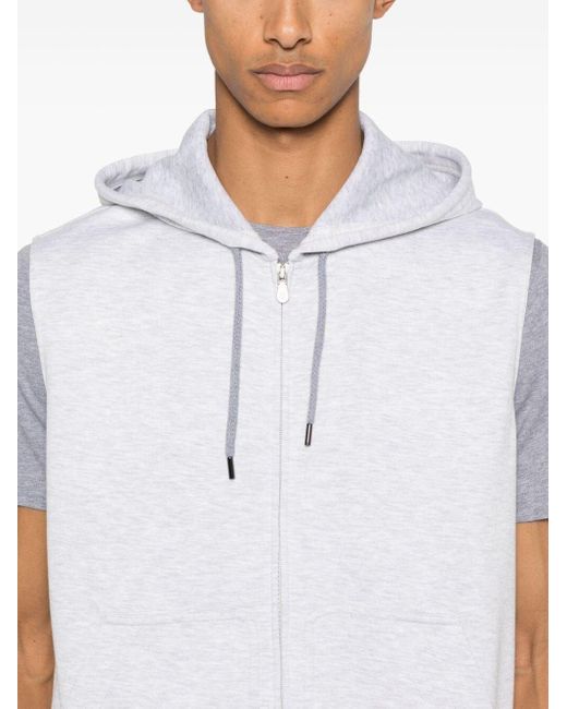 Brunello Cucinelli White Zip-Up Hoodie for men