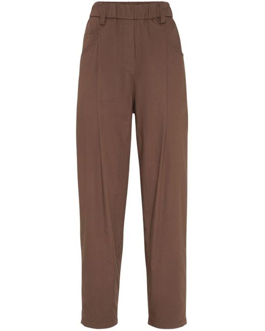 Brunello Cucinelli Brown Straight Trousers With Monili Detail