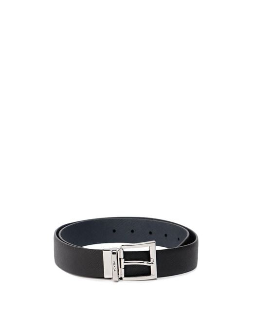 Prada Blue Saffiano Leather Reversible Belt for men