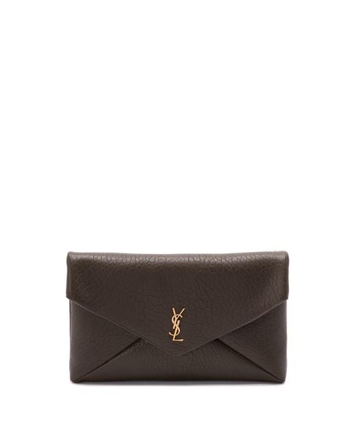 Saint Laurent Brown 'Envelope' Chain Pouch