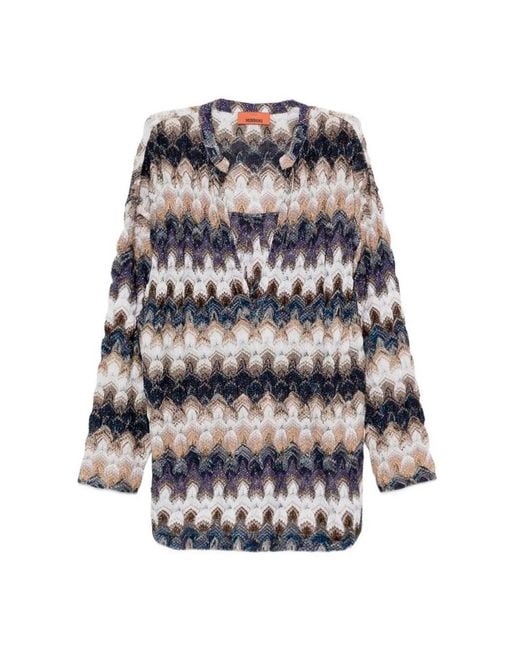 Missoni White Zigzag Metallic Blouse