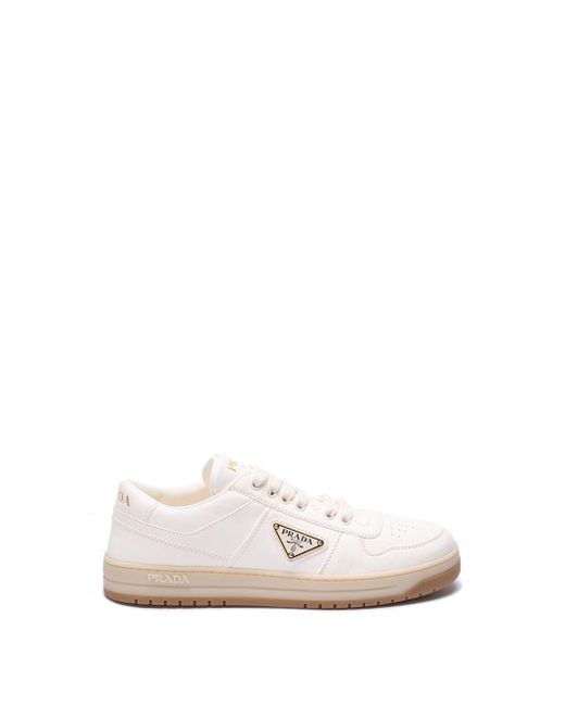 Prada White `downtown` Leather Sneakers