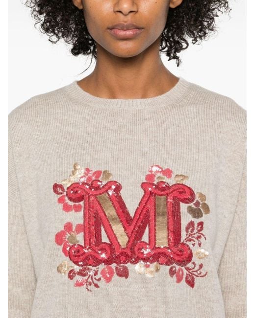 Max Mara White 'Quota' Round-Neck Sweater
