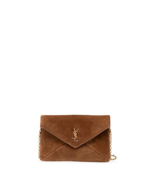 Saint Laurent Brown 'Cassandre' Small Chain Pouch