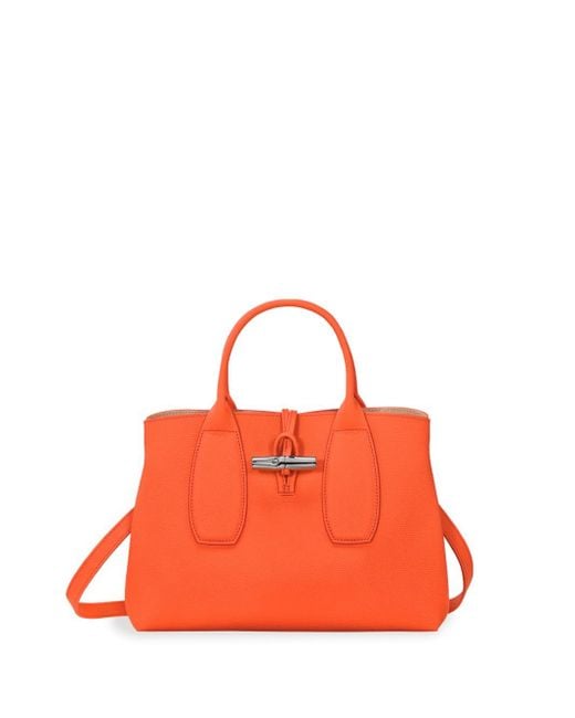 Longchamp Orange `Roseau` Medium Handbag