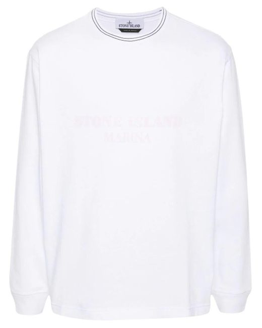 Stone Island White Long Sleeve T-Shirt for men