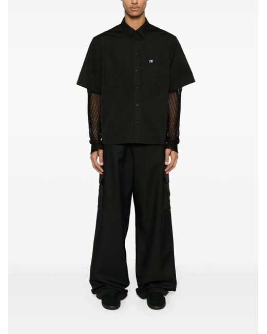 `Ow Emb` Short Sleeve Shirt di Off-White c/o Virgil Abloh in Black da Uomo