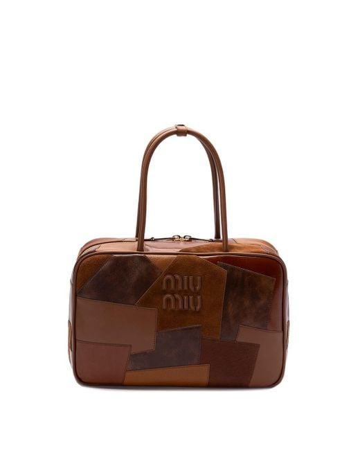 Miu Miu Brown 'Beau' Patchwork Leather Bag