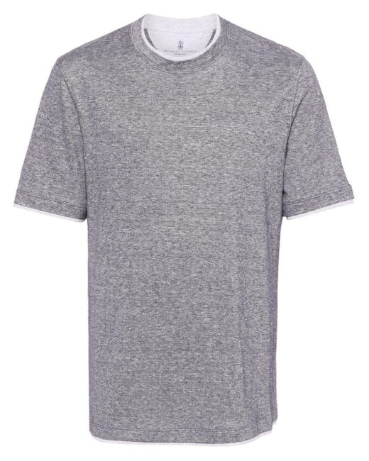 Brunello Cucinelli Gray Mélange-effect Jersey T-shirt for men
