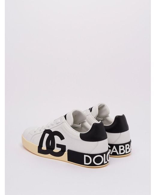 Sneaker `Portofino` Con Logo `Dg di Dolce & Gabbana in White da Uomo