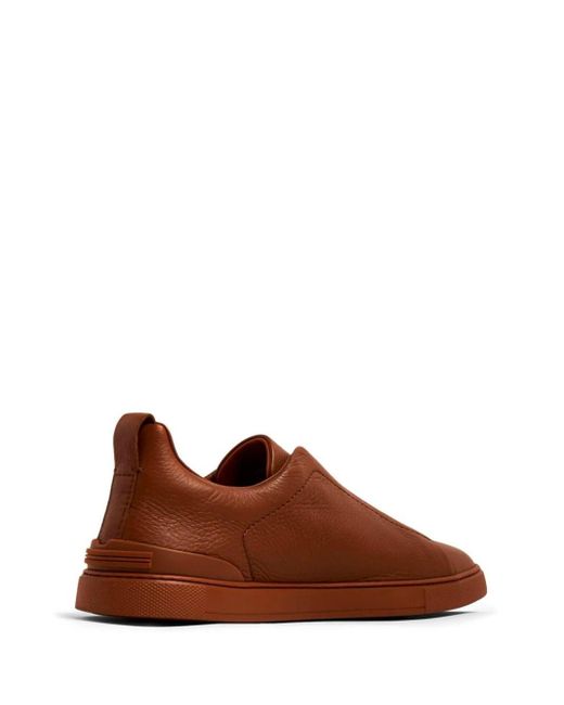 Zegna Brown `triple Stitch` Low-top Sneakers for men