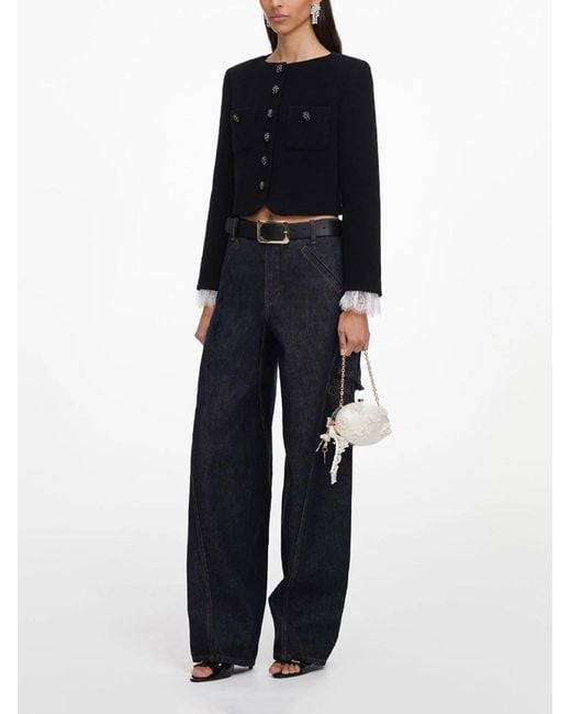 Self-Portrait Black Button Down Jacket