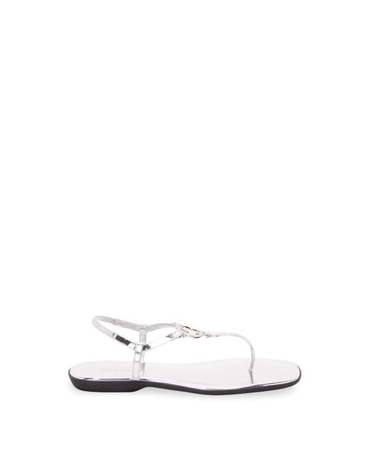 Gucci White 'Gg Ease' Sandals