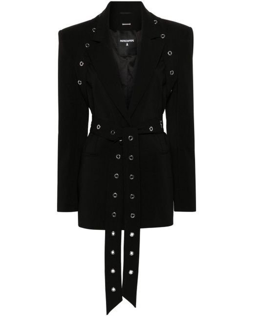 Patrizia Pepe Black Eyelet-Detailing Blazer