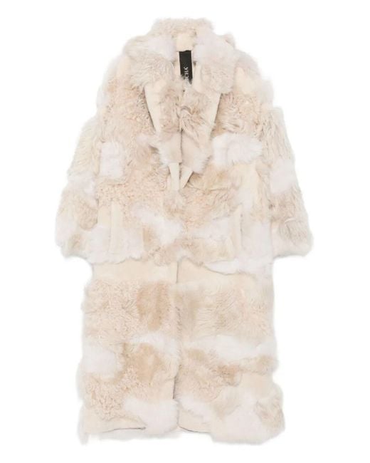 Blancha Natural Shearling 'Patchwork' Coat