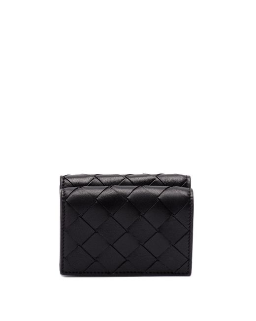 Bottega Veneta Black `Intrecciato Tiny Tri-Fold Zip Wallet`