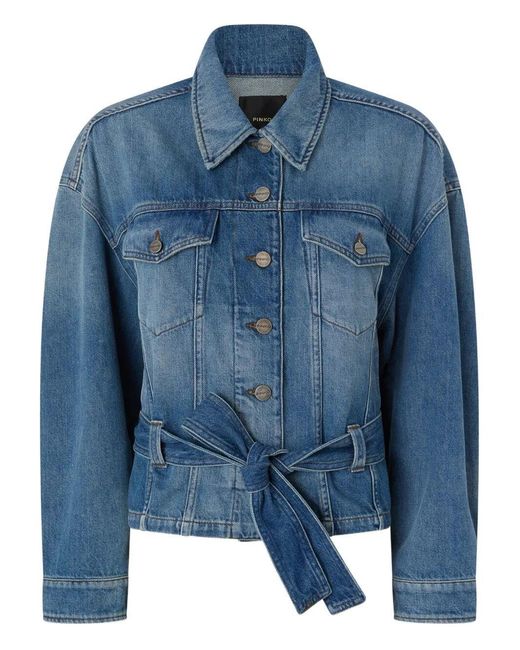 Pinko Blue Denim Jacket With Belt