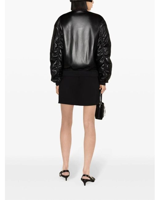 Patrizia Pepe Faux-leather Bomber Jacket in Black | Lyst