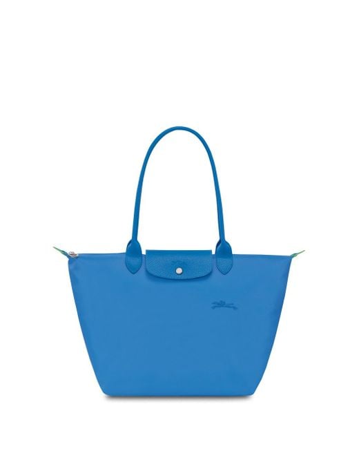 Longchamp Blue `le Pliage Green` Large Tote Bag