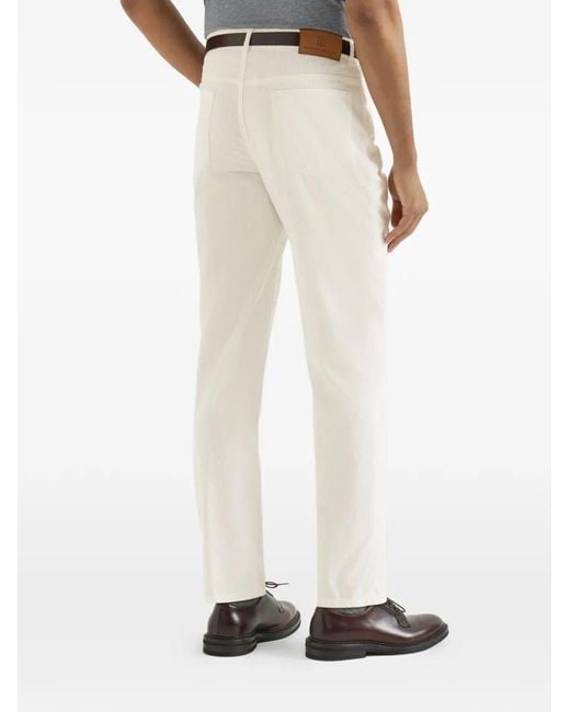 Brunello Cucinelli White Corduroy Pants for men