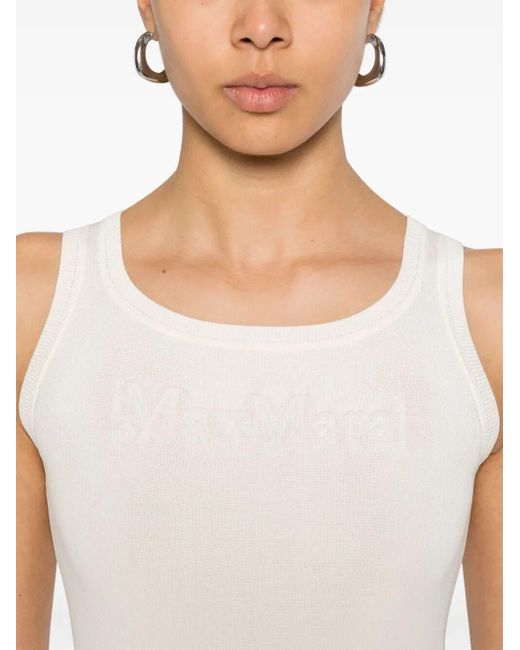 Tシャツ・カットソー MAX MARA KNITTED TANK TOP Max Mara Knitted Tank Top in White | Lyst