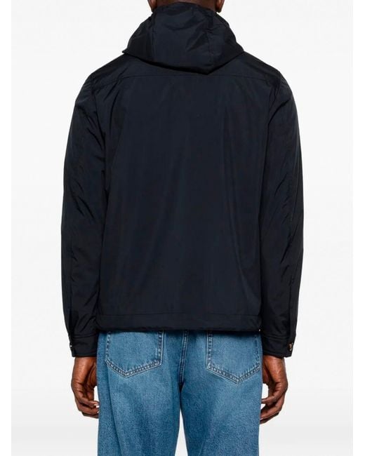 Moorer Black Hooded Button Jacket for men