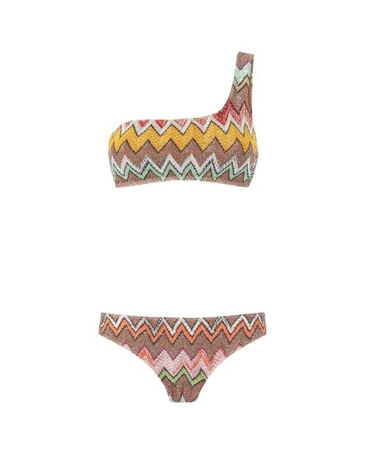 Missoni White Zigzag One-Shoulder Bikini