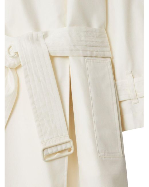 Burberry White Double-Breasted Belted Trench Coat