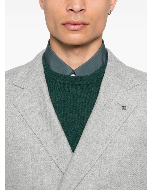 Tagliatore Gray Double-Breasted Tailored Wool Blend Jacket for men