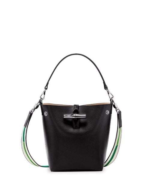 Longchamp Black `roseau Box` Extra Small Bucket Bag