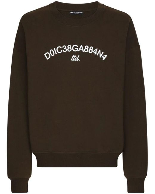 Dolce & Gabbana Black Logo-Print Cotton Sweatshirt for men