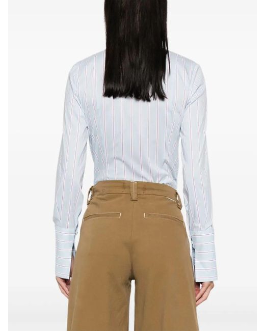 Patrizia Pepe White Striped Cotton Bodysuit