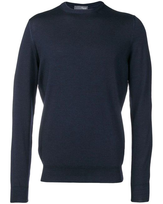 Drumohr Blue Long Sleeve Crew-Neck Sweater for men