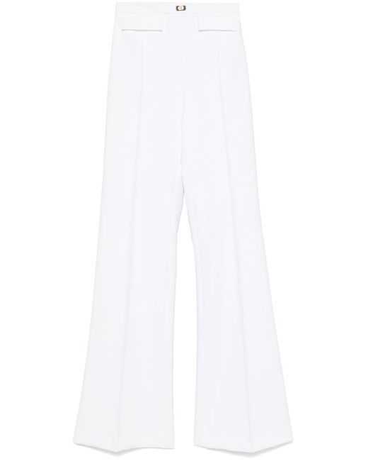 Elisabetta Franchi White High-Waisted Flared Pants With Accent