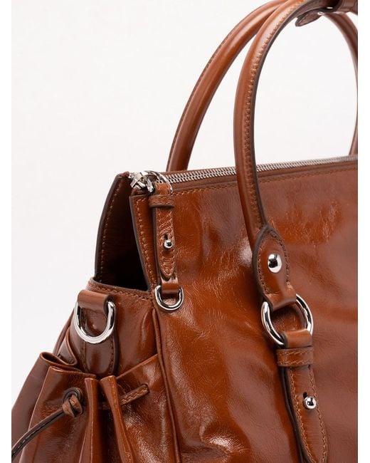 Miu Miu Brown Shiny Leather Handbag