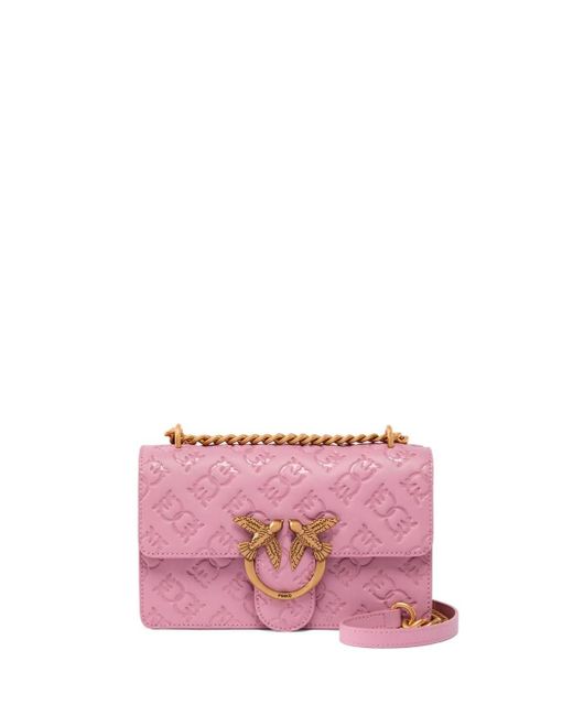 Pinko Pink 'Love Bag' Mini Crossbody Bag With Imprimé Logo