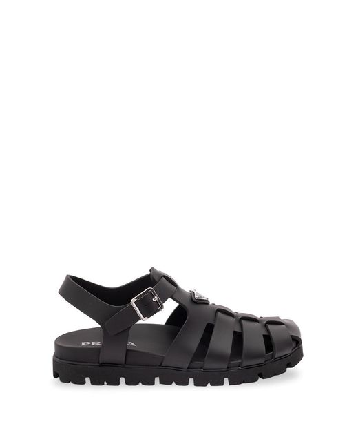 Prada Black Rubber Sandals for men