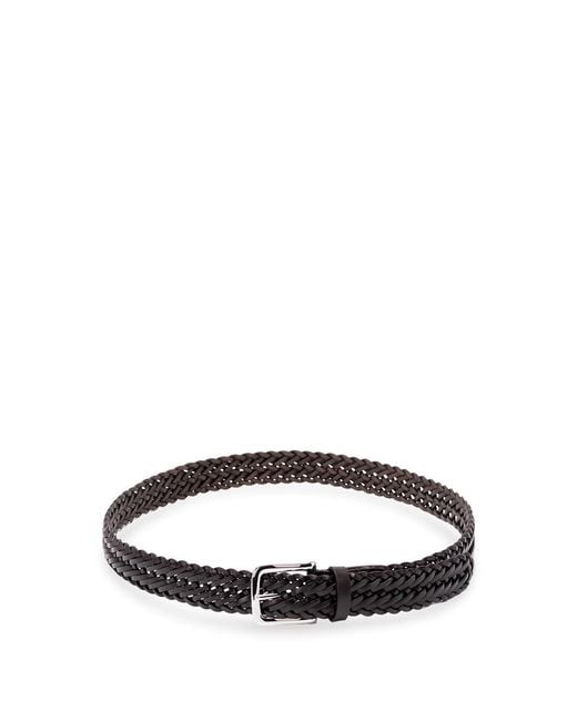Andersons Brown Leather Woven Belt for men