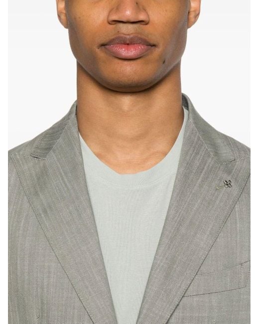 Tagliatore Gray Tailored Cotton Jacket With Notch Lapels for men