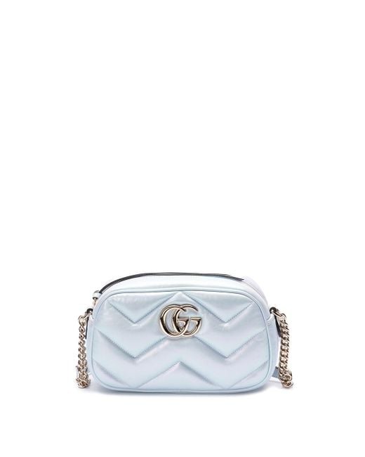 Gucci White `Gg Marmont` Shoulder Bag
