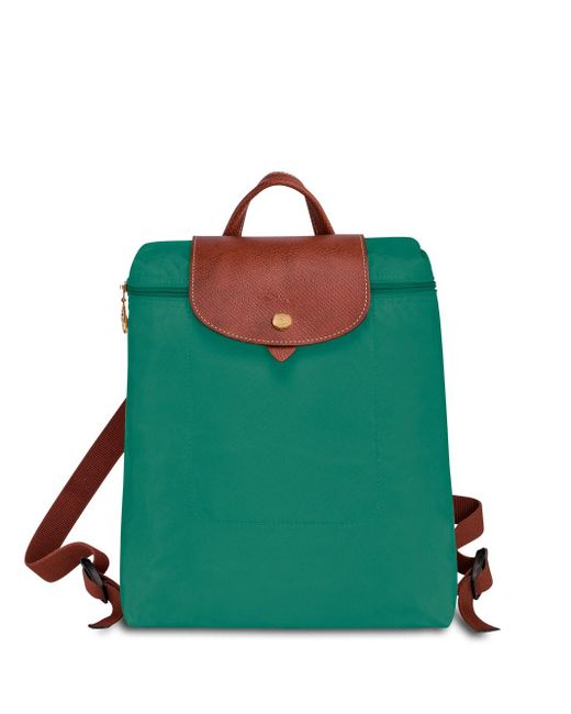Longchamp Green `Le Pliage Original` Medium Backpack