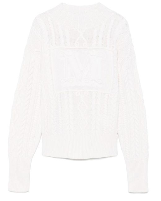Max Mara White Wool And Cashmere Crewneck Jumper Sweater
