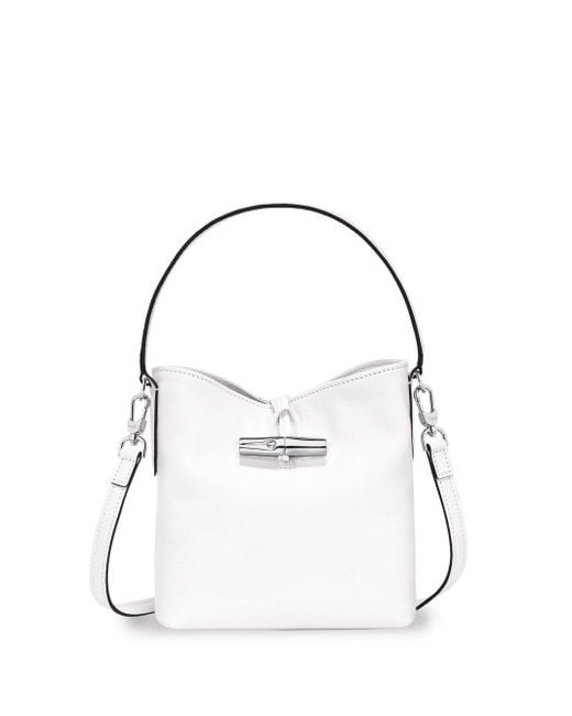 Longchamp White `Roseau Essential Colors` Extra Small Bucket Bag