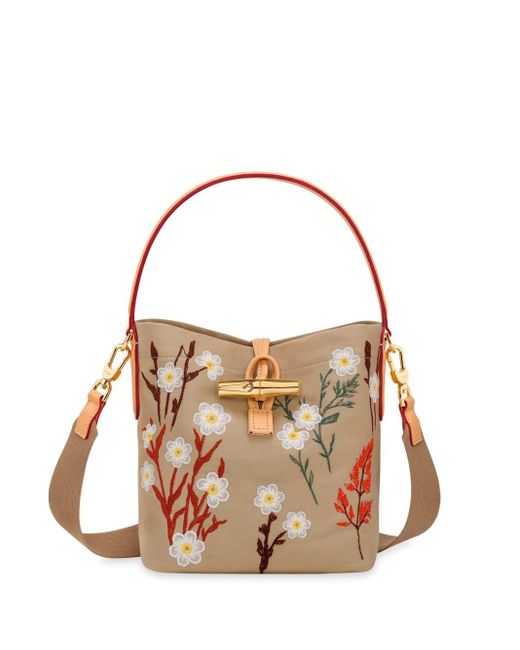 Longchamp Natural `roseau Essential Blooming` Extra Small Bucket Bag