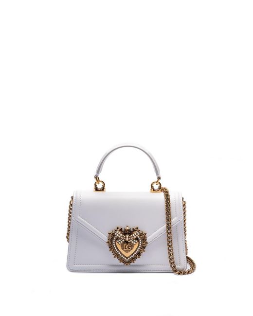 Dolce & Gabbana White Small `devotion` Top-handle Bag