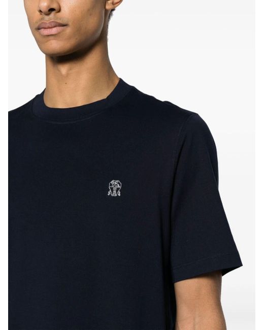Crew-Neck T-Shirt di Brunello Cucinelli in Blue da Uomo