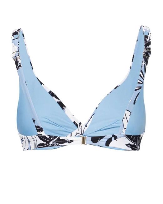 Twin Set Blue Exotic Print Bikini Top