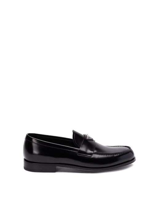 Prada White Brushed Leather Loafers for men